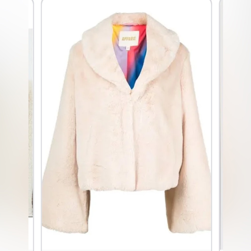 Apparis Fiona Koba Faux Fur Coat with Vibrant Rainbow Lining